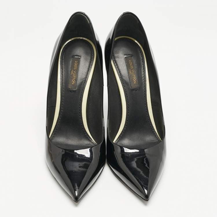Pre Owned Louis Vuitton Black Patent Leather Eyeline Pumps Size 37.5