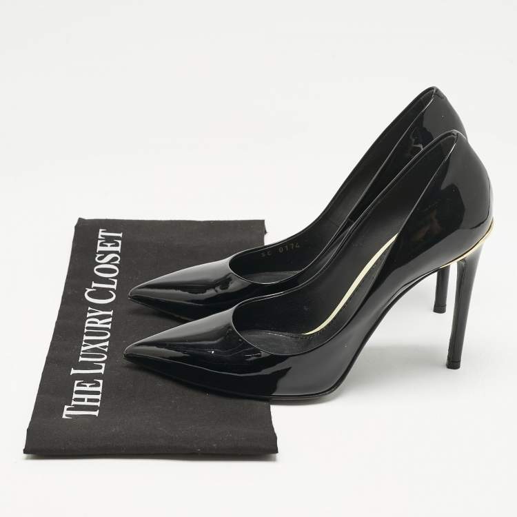 Pre Owned Louis Vuitton Black Patent Leather Eyeline Pumps Size 37.5