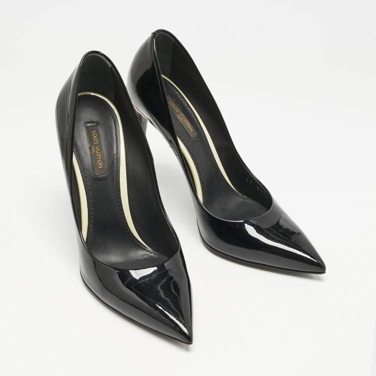 Pre Owned Louis Vuitton Black Patent Leather Eyeline Pumps Size 37.5