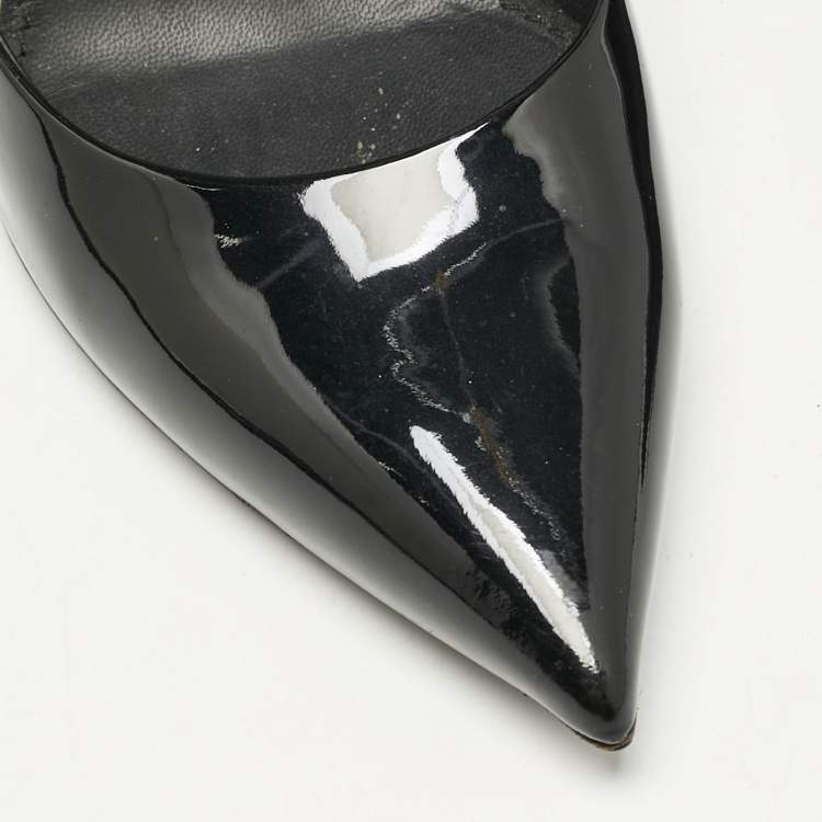 Pre Owned Louis Vuitton Black Patent Leather Eyeline Pumps Size 37.5