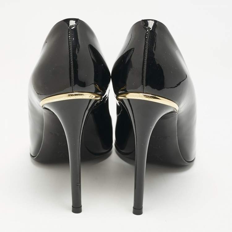 Pre Owned Louis Vuitton Black Patent Leather Eyeline Pumps Size 37.5