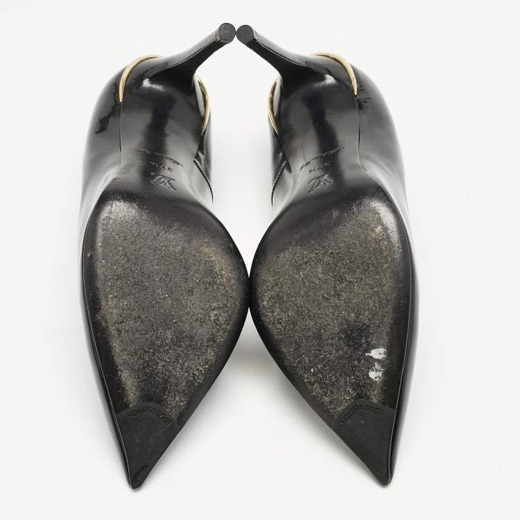 Pre Owned Louis Vuitton Black Patent Leather Eyeline Pumps Size 37.5