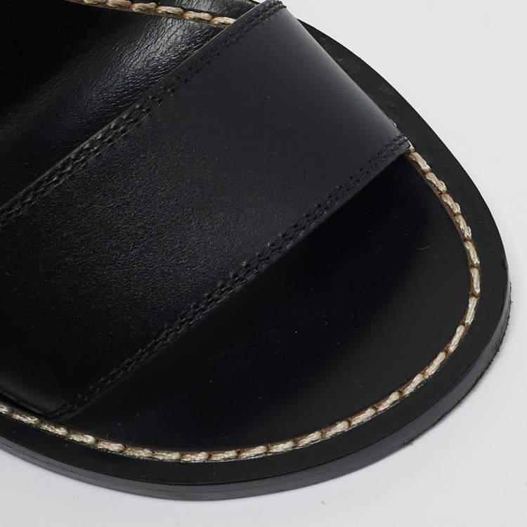 Pre Owned Louis Vuitton Black Monogram Canvas and Leather Passenger Heeled Sandals Size 37