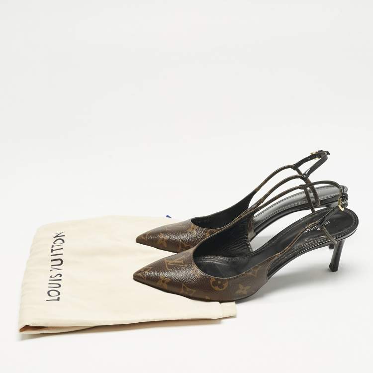مملوكة مسبقًا Louis Vuitton Brown Coated Canvas Cherie Slingback Pumps Size 40