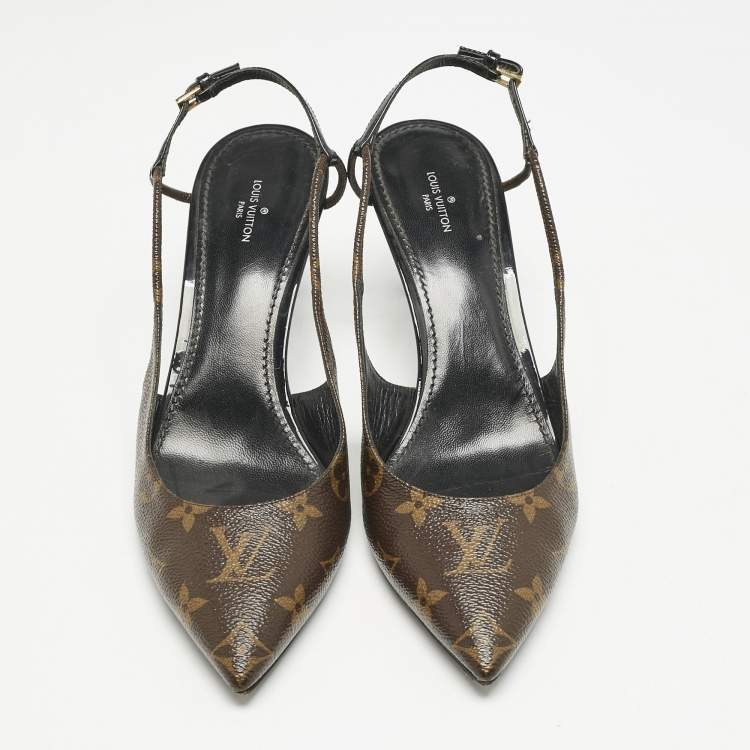 مملوكة مسبقًا Louis Vuitton Brown Coated Canvas Cherie Slingback Pumps Size 40