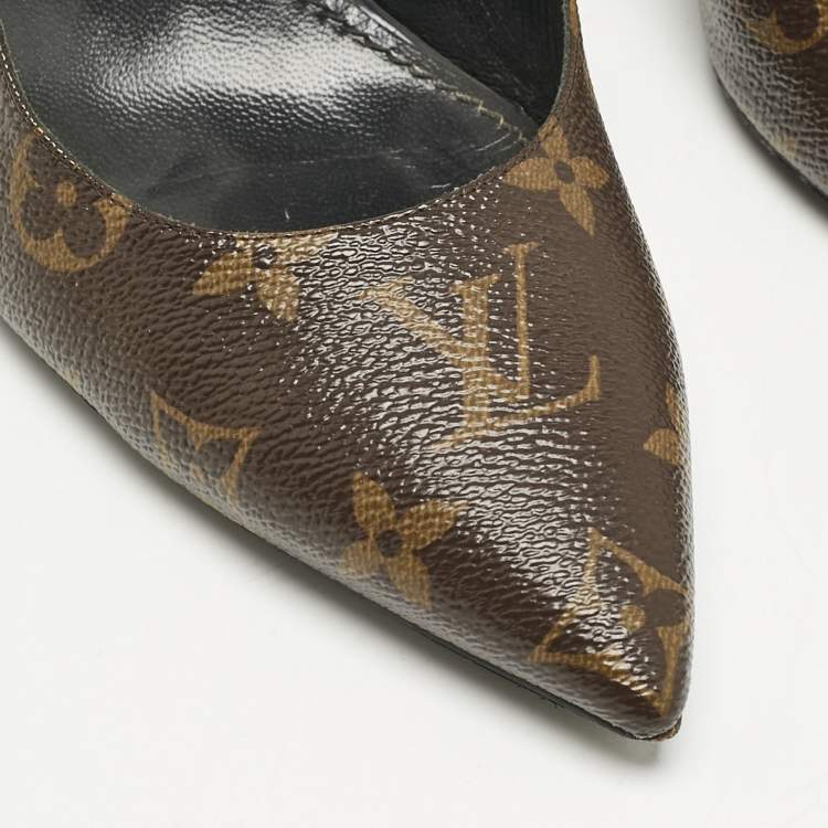 مملوكة مسبقًا Louis Vuitton Brown Coated Canvas Cherie Slingback Pumps Size 40