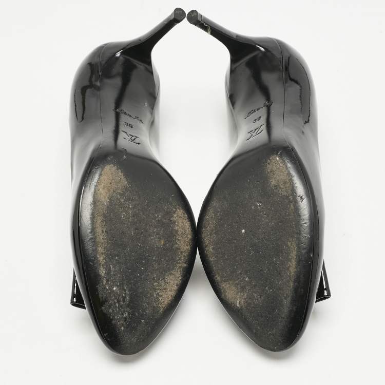 Pre Owned Louis Vuitton Black Patent Leather Bow Pumps Size 39