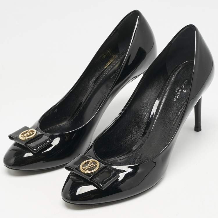 Pre Owned Louis Vuitton Black Patent Leather Bow Pumps Size 39