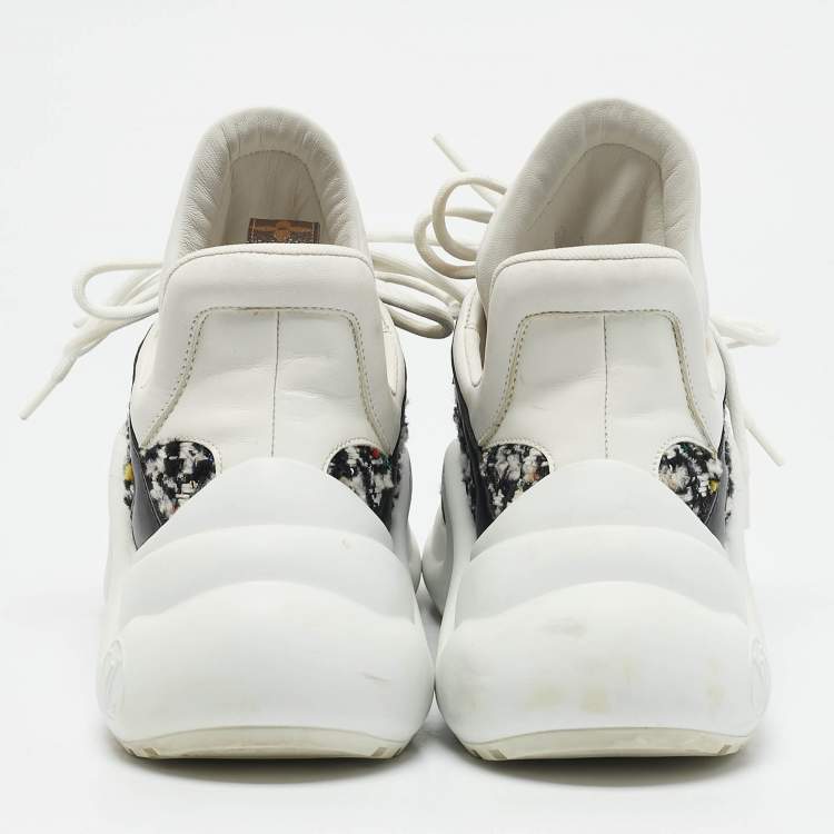 Pre Owned Louis Vuitton Multicolor Tweed and Leather Archlight Sneakers Size 37