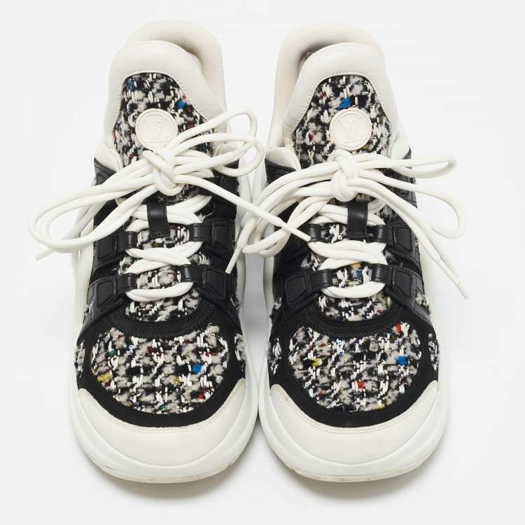 Pre Owned Louis Vuitton Multicolor Tweed and Leather Archlight Sneakers Size 37