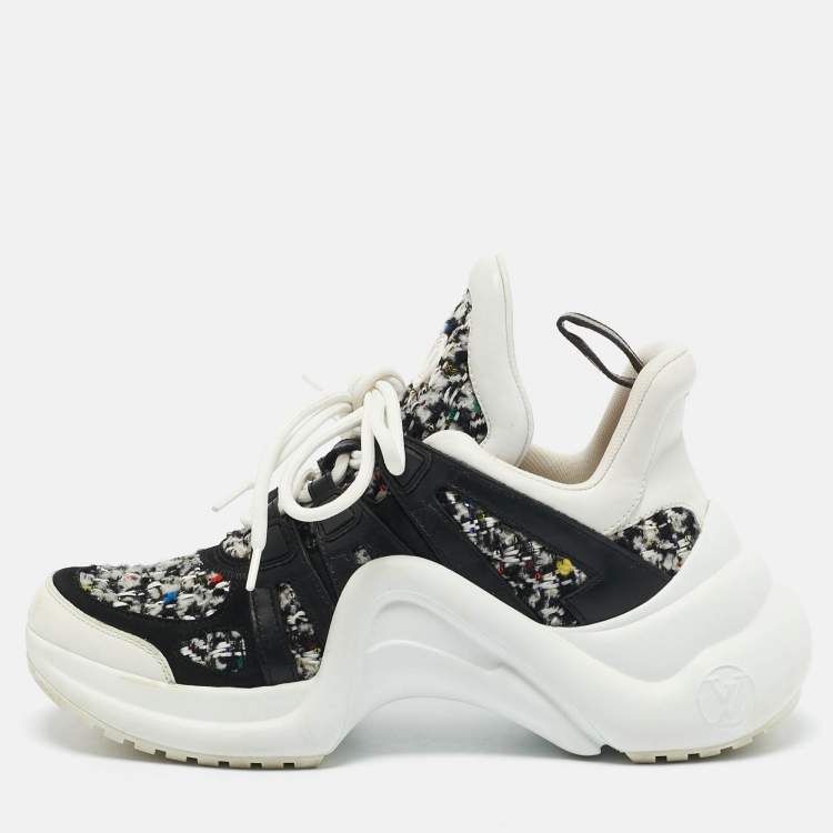 Pre Owned Louis Vuitton Multicolor Tweed and Leather Archlight Sneakers Size 37