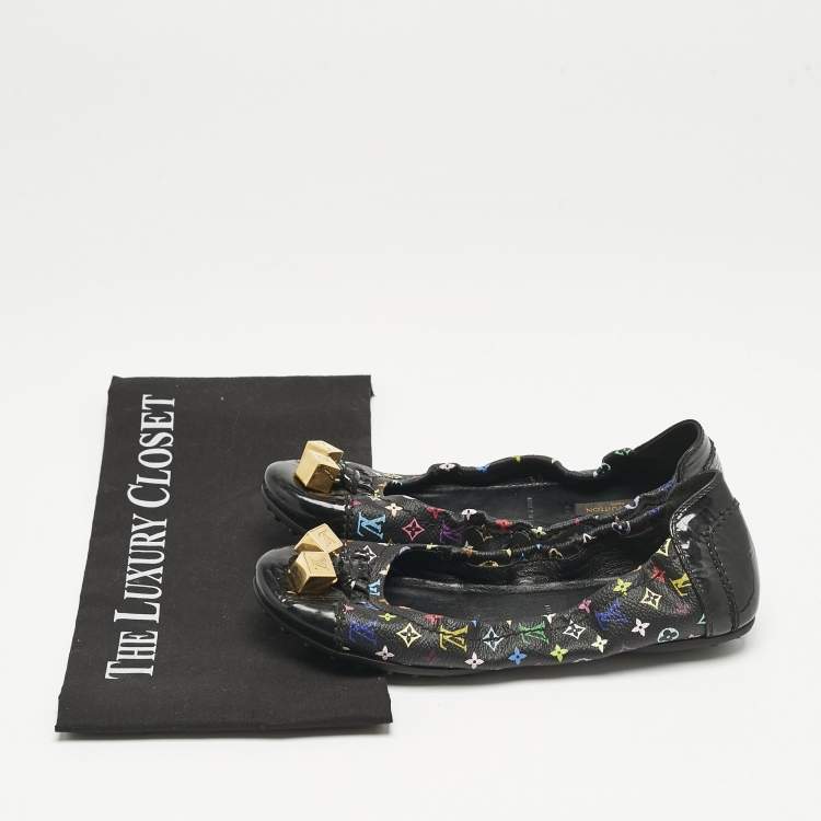 Pre Owned Louis Vuitton Multicolor Monogram Canvas Dice Scrunch Ballet Flats Size 36