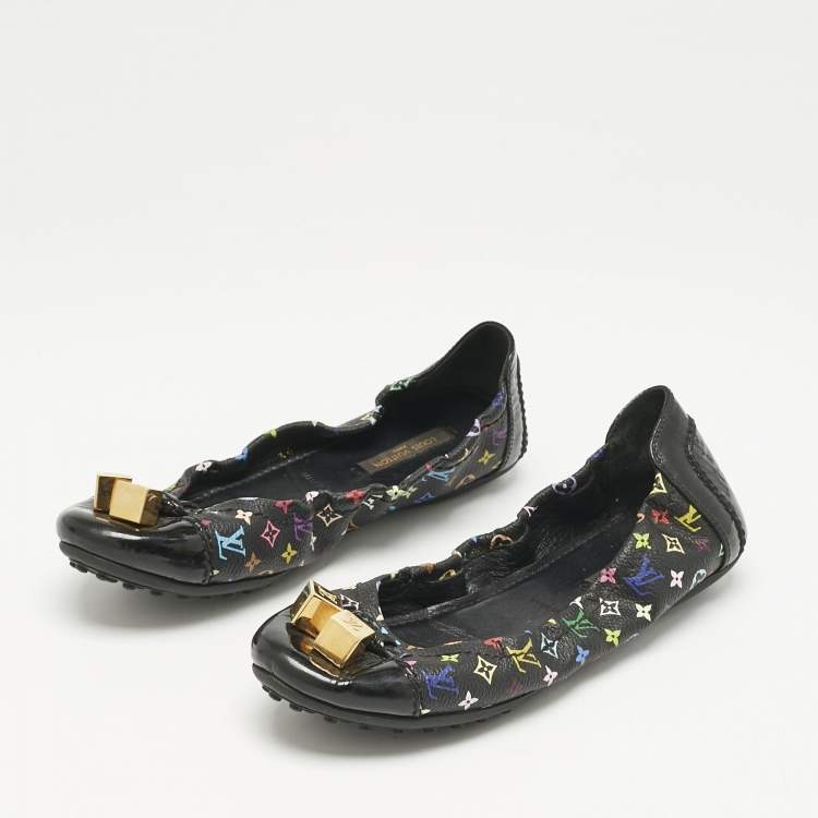Pre Owned Louis Vuitton Multicolor Monogram Canvas Dice Scrunch Ballet Flats Size 36