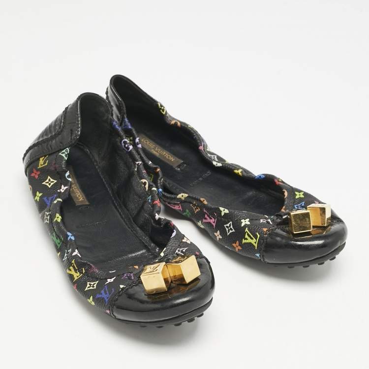 Pre Owned Louis Vuitton Multicolor Monogram Canvas Dice Scrunch Ballet Flats Size 36