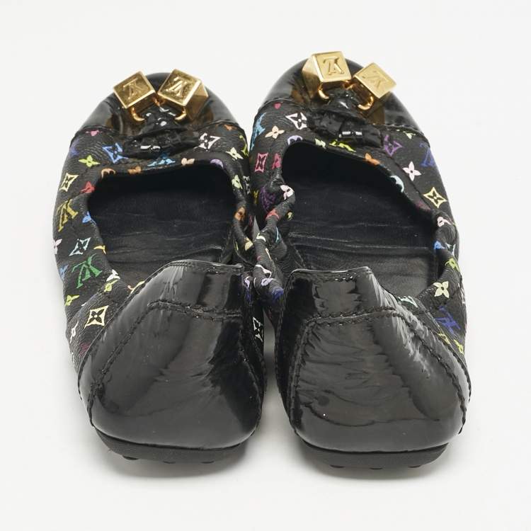 Pre Owned Louis Vuitton Multicolor Monogram Canvas Dice Scrunch Ballet Flats Size 36