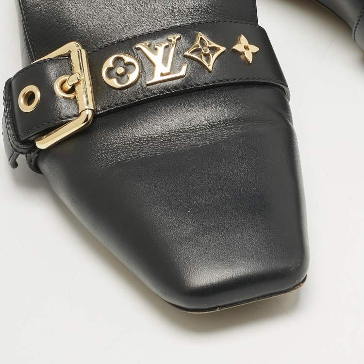 Pre Owned Louis Vuitton Black Leather Bahia Loafers Size 37