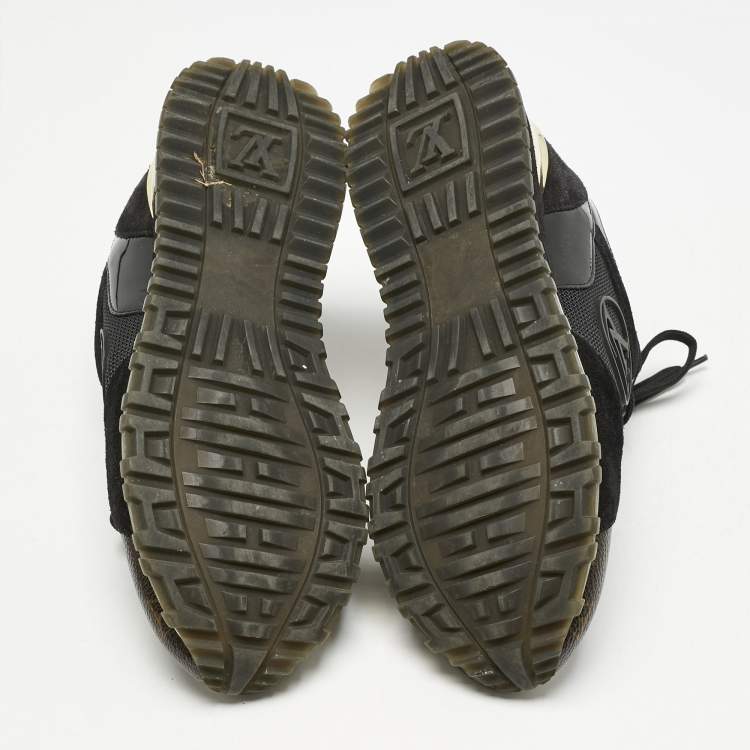 Pre Owned Louis Vuitton Black Suede, Mesh and Monogram Canvas Run Away Sneakers Size 36