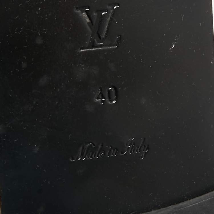 Pre Owned Louis Vuitton Black Leather and Monogram Canvas Strappy Flat Sandals Size 40