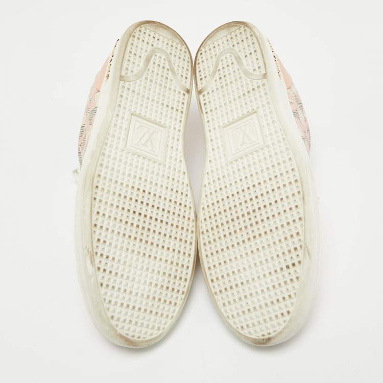 Pre Owned Louis Vuitton Rose Ballerine Damier Azur Tahitienne Bora Bora Sneakers Size 40