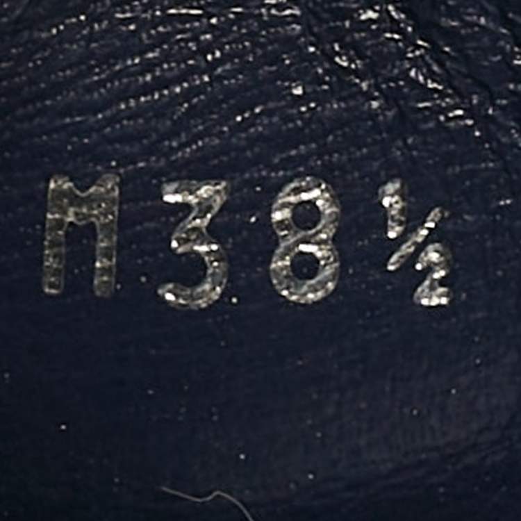 Pre Owned Louis Vuitton Navy Blue Monogram Empreinte Leather Gloria Loafers Size 38.5