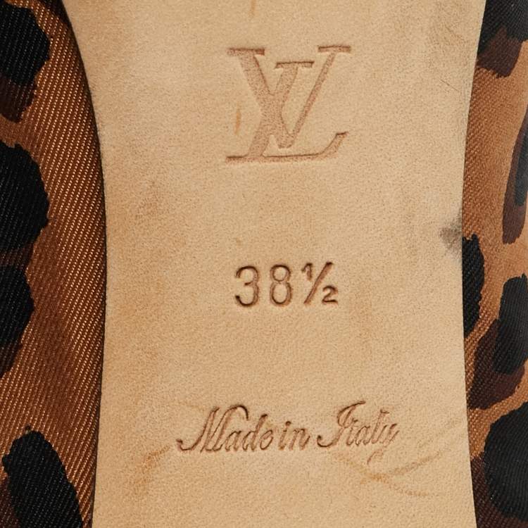 Pre Owned Louis Vuitton Brown Leopard Print Fabric Eyeline Pointed Toe Pumps Size 38.5