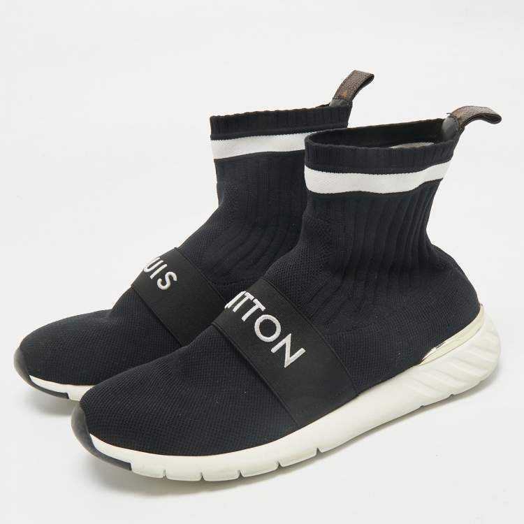 Pre Owned Louis Vuitton Black Knit Fabric Aftergame Sock Sneakers Size 38.5