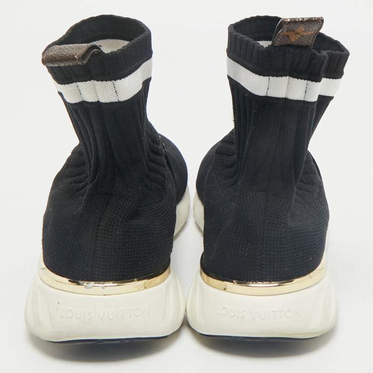 Pre Owned Louis Vuitton Black Knit Fabric Aftergame Sock Sneakers Size 38.5