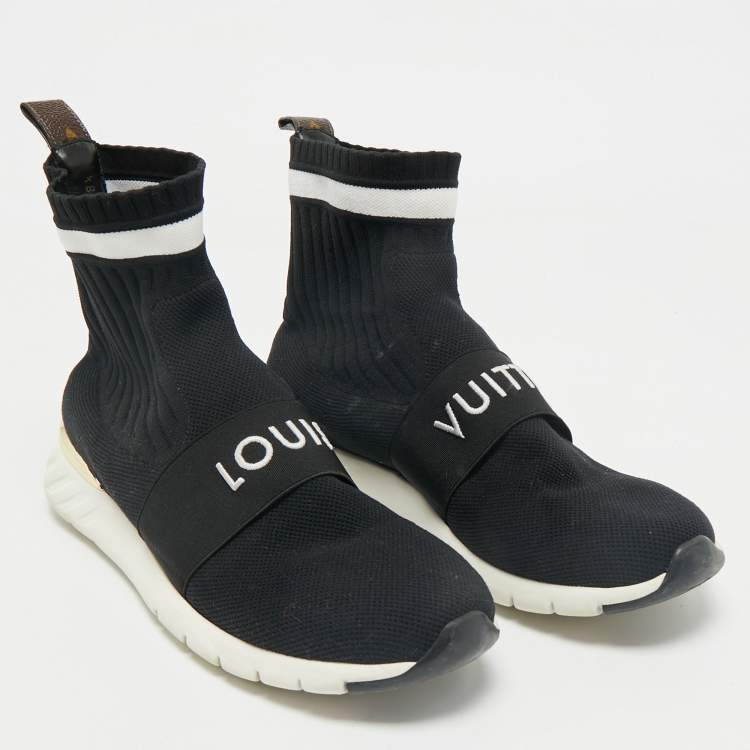 Pre Owned Louis Vuitton Black Knit Fabric Aftergame Sock Sneakers Size 38.5