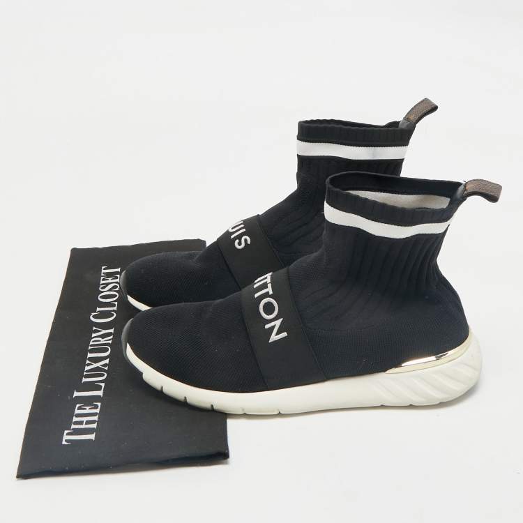Pre Owned Louis Vuitton Black Knit Fabric Aftergame Sock Sneakers Size 38.5