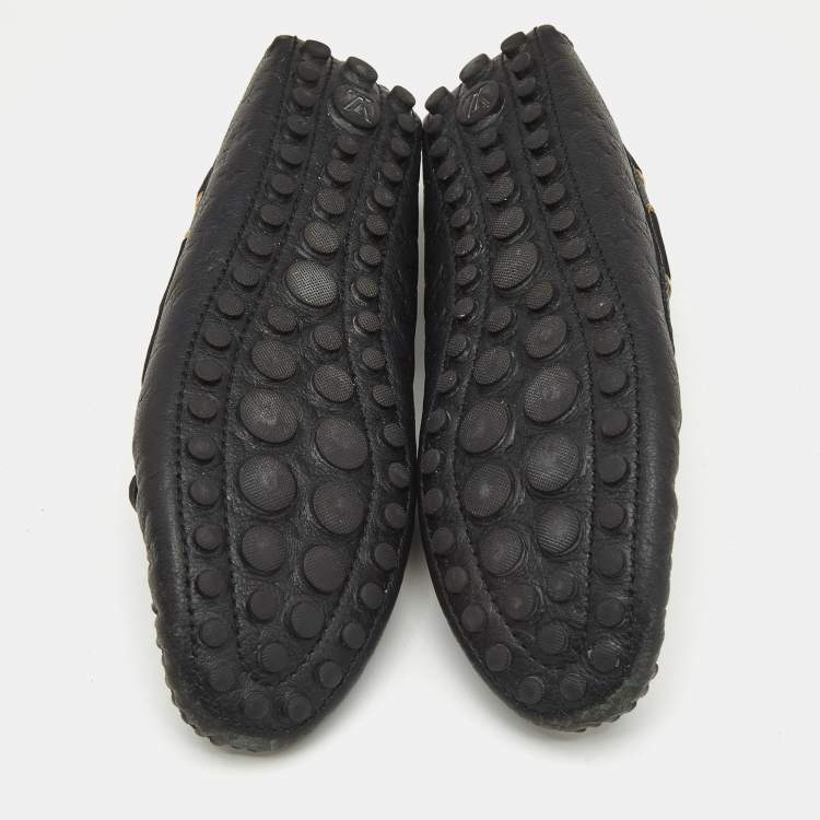 Pre Owned Louis Vuitton Black Monogram Leather Gloria Slip On Loafers Size 38.5