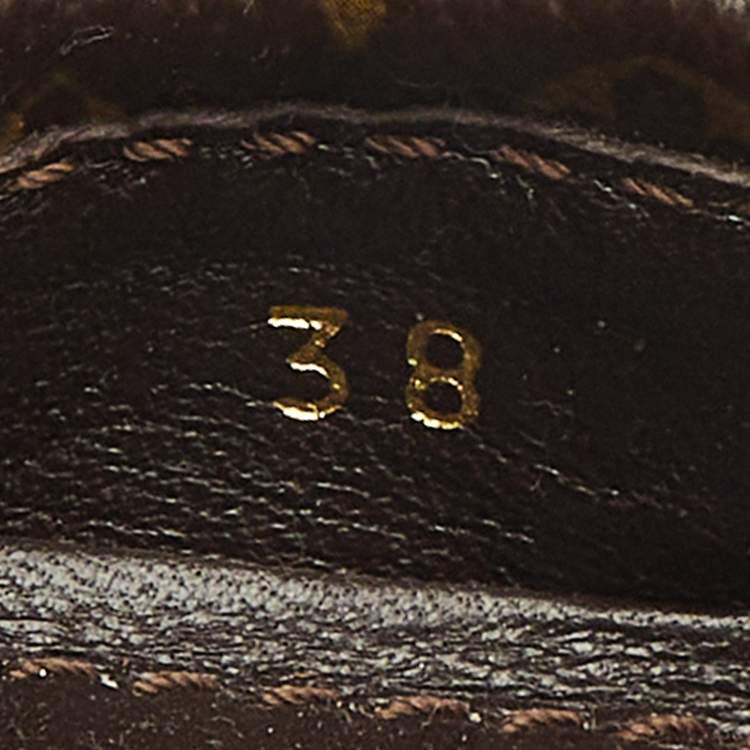 Pre Owned Louis Vuitton Brown Coated Canvas and Patent Leather Lovely Ballet Flats Size 38