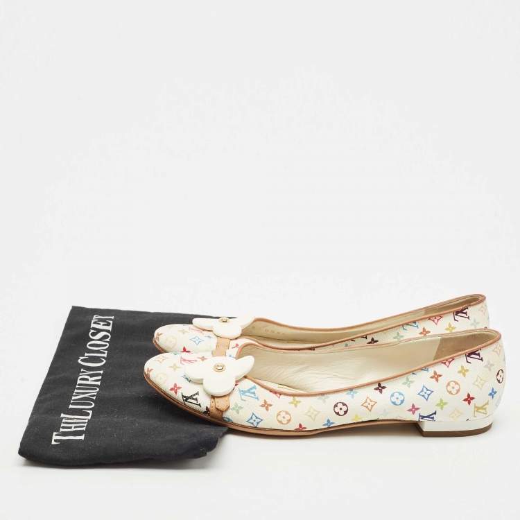 Pre Owned Louis Vuitton Multicolore Monogram Canvas Ballet Flats Size 38.5