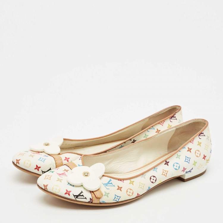 Pre Owned Louis Vuitton Multicolore Monogram Canvas Ballet Flats Size 38.5