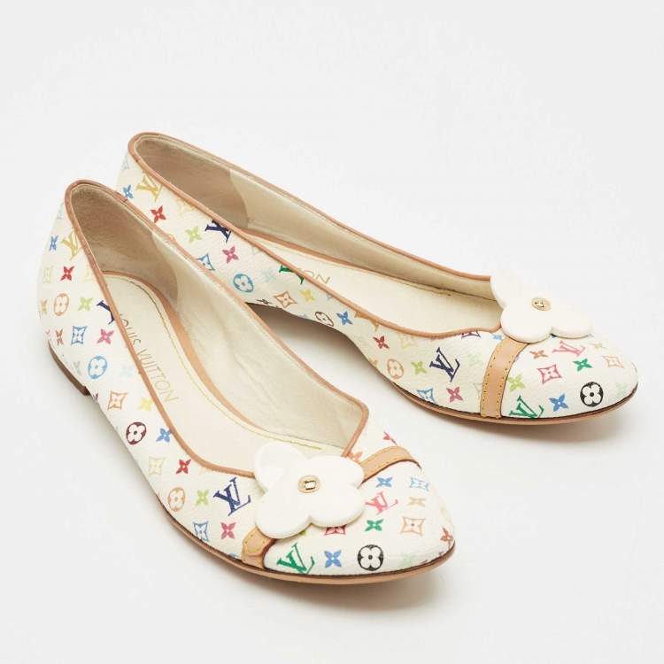 Pre Owned Louis Vuitton Multicolore Monogram Canvas Ballet Flats Size 38.5