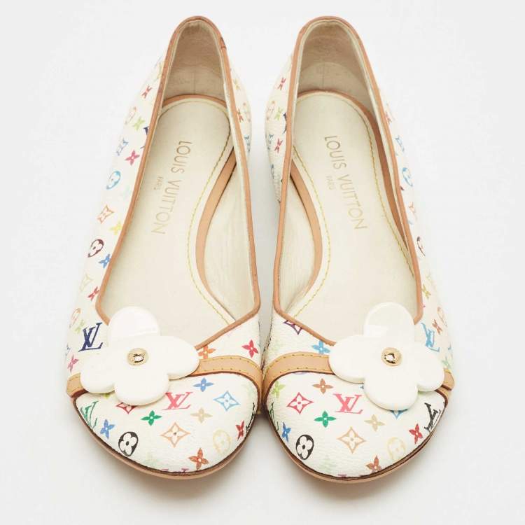 Pre Owned Louis Vuitton Multicolore Monogram Canvas Ballet Flats Size 38.5