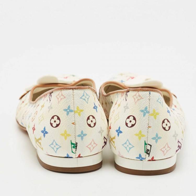 Pre Owned Louis Vuitton Multicolore Monogram Canvas Ballet Flats Size 38.5