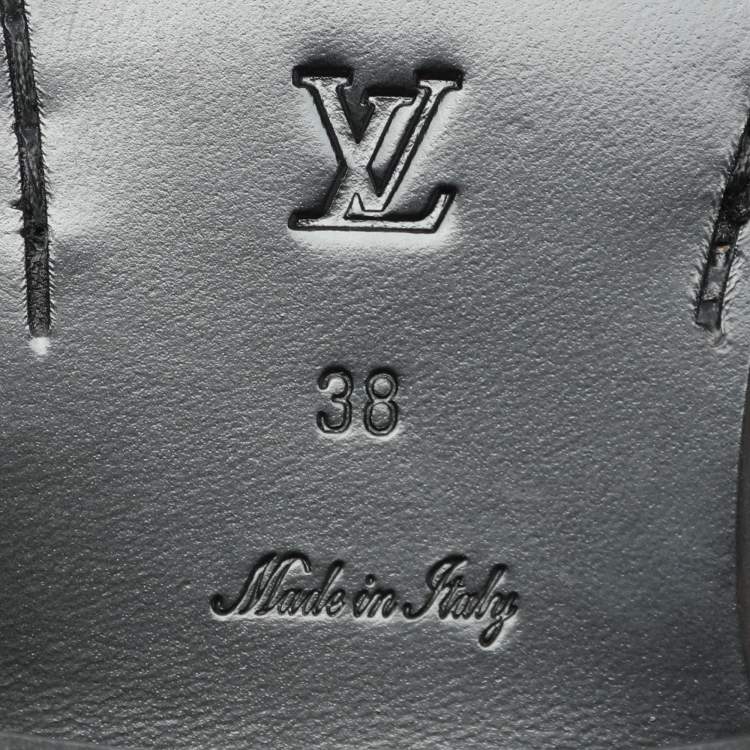 Pre Owned Louis Vuitton Burgundy Leather and Monogram Canvas Academy Loafers Size 38