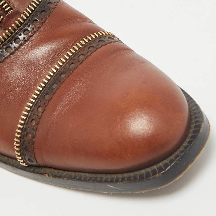 Pre Owned Louis Vuitton Brown Leather Tomboy Richelieu Oxfords Size 39
