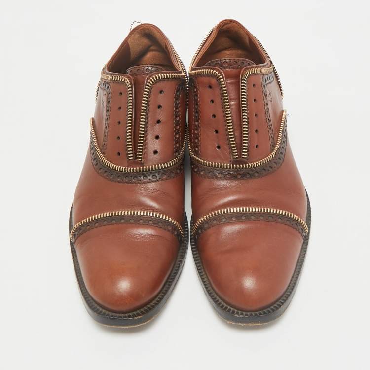 Pre Owned Louis Vuitton Brown Leather Tomboy Richelieu Oxfords Size 39