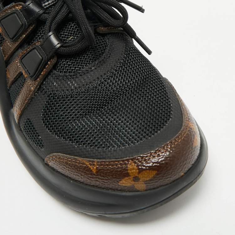 Pre Owned Louis Vuitton Black Mesh and Monogram Canvas Archlight Sneakers Size 36.5