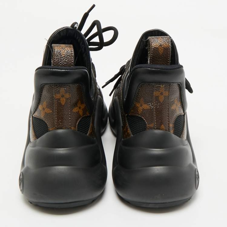 Pre Owned Louis Vuitton Black Mesh and Monogram Canvas Archlight Sneakers Size 36.5