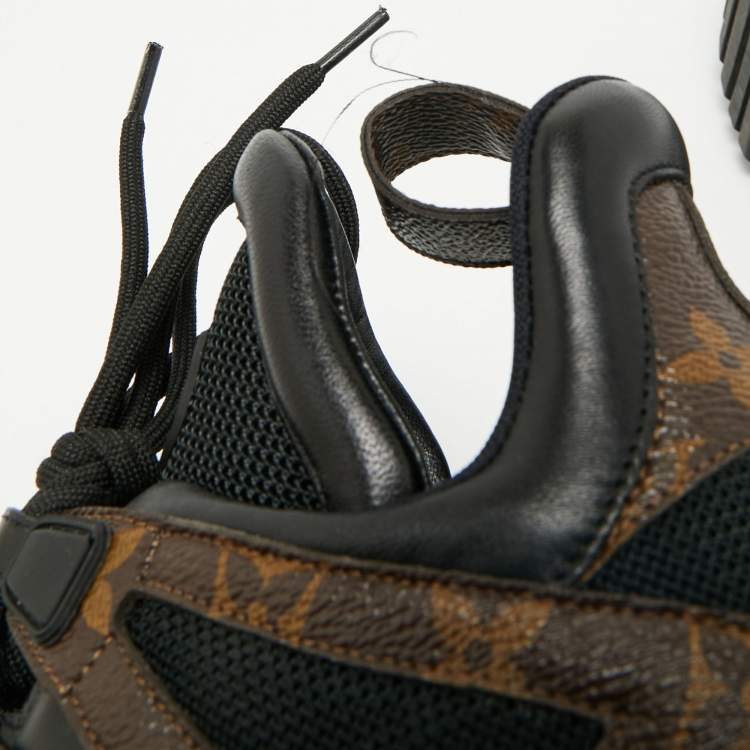 Pre Owned Louis Vuitton Black Mesh and Monogram Canvas Archlight Sneakers Size 36.5