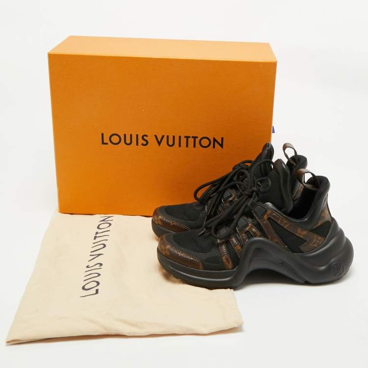 Pre Owned Louis Vuitton Black Mesh and Monogram Canvas Archlight Sneakers Size 36.5