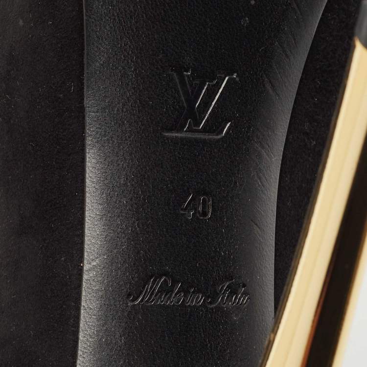 Pre Owned Louis Vuitton Black Suede Oh Really! Peep Toe Platform Pumps Size 40