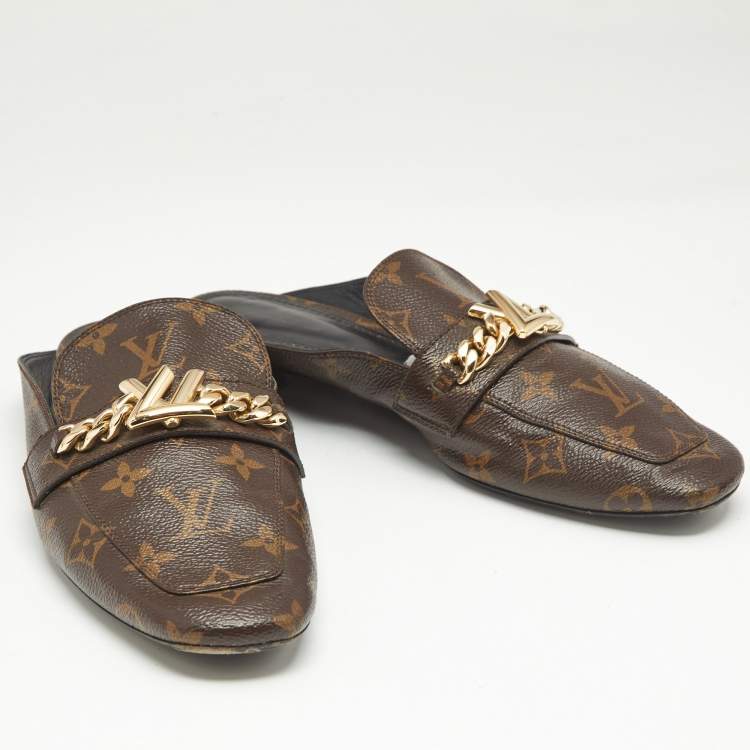 Pre Owned Louis Vuitton Brown Monogram Canvas Upper Case Sandals Size 41