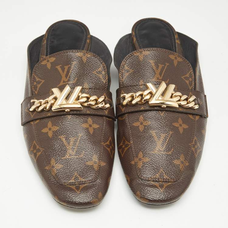 Pre Owned Louis Vuitton Brown Monogram Canvas Upper Case Sandals Size 41