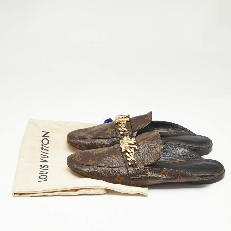 Pre Owned Louis Vuitton Brown Monogram Canvas Upper Case Sandals Size 41