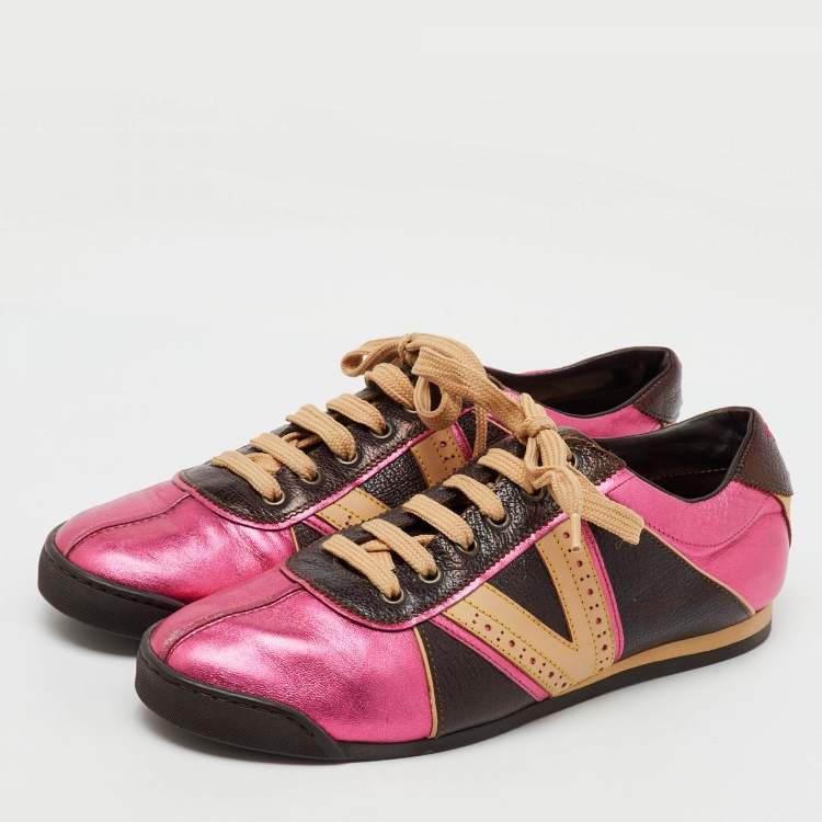 Pre Owned Louis Vuitton Multicolor Leather Colorblock Pattern Low Top Sneakers Size 38