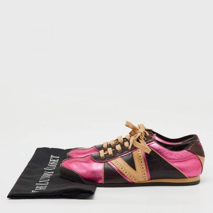 Pre Owned Louis Vuitton Multicolor Leather Colorblock Pattern Low Top Sneakers Size 38
