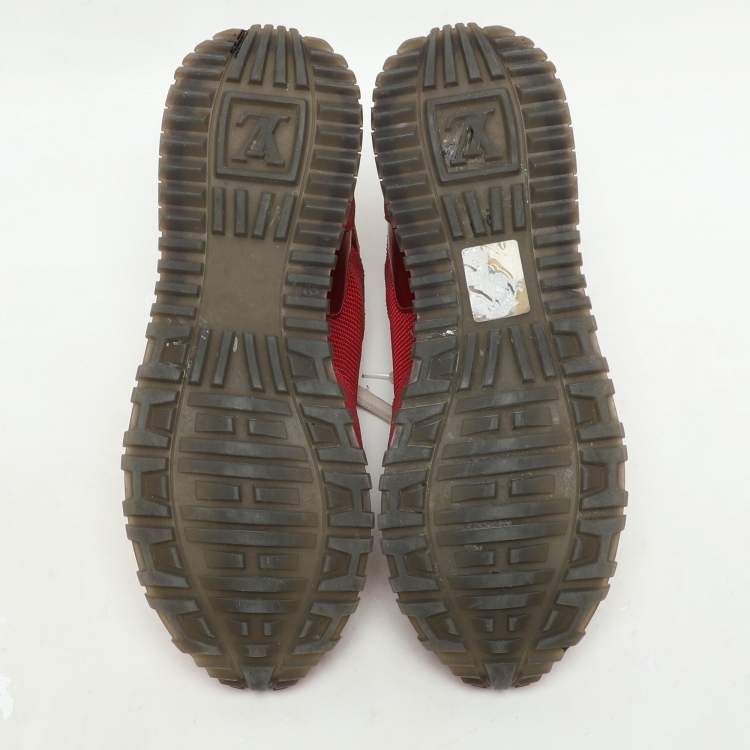 Pre Owned Louis Vuitton Red Leather and Mesh Run Away Low Top Sneakers Size 35.5